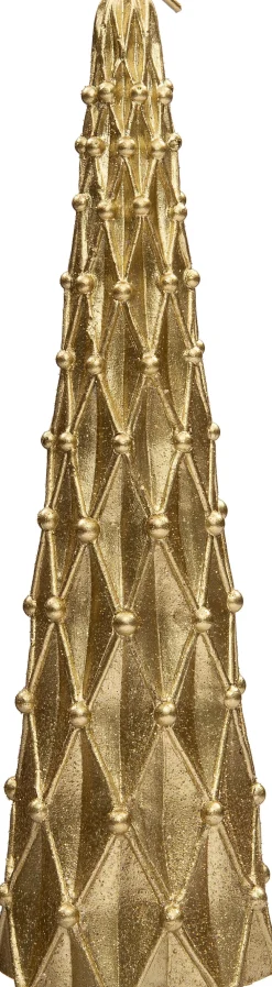 Online Kerze Kegel mit Rauten gold D 5 H 20 cm Stumpenkerzen