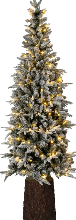 Clearance künstlicher Weihnachtsbaum Tronk verschneit auf Stamm mit 250 Lampen warmweiß D 79 H 210 cm Künstliche Weihnachtsbäume