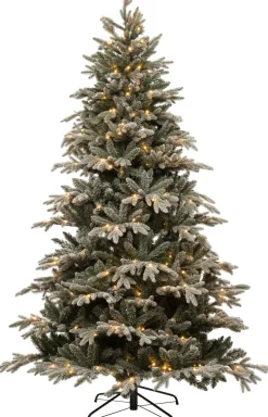 Clearance Künstlicher Weihnachtsbaum Glis mit LED-Beleuchtung D 140 H 215 cm frosted-grün Künstliche Weihnachtsbäume