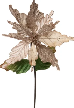 Best Kunstblume Weihnachtsstern mit Glitzer gold 50 cm Kunstblumen