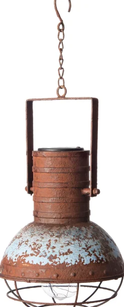 Outlet LED Solarleuchte D 20 H 49,5 cm rostblau Solar Gartenleuchten|Außenleuchten Hängend