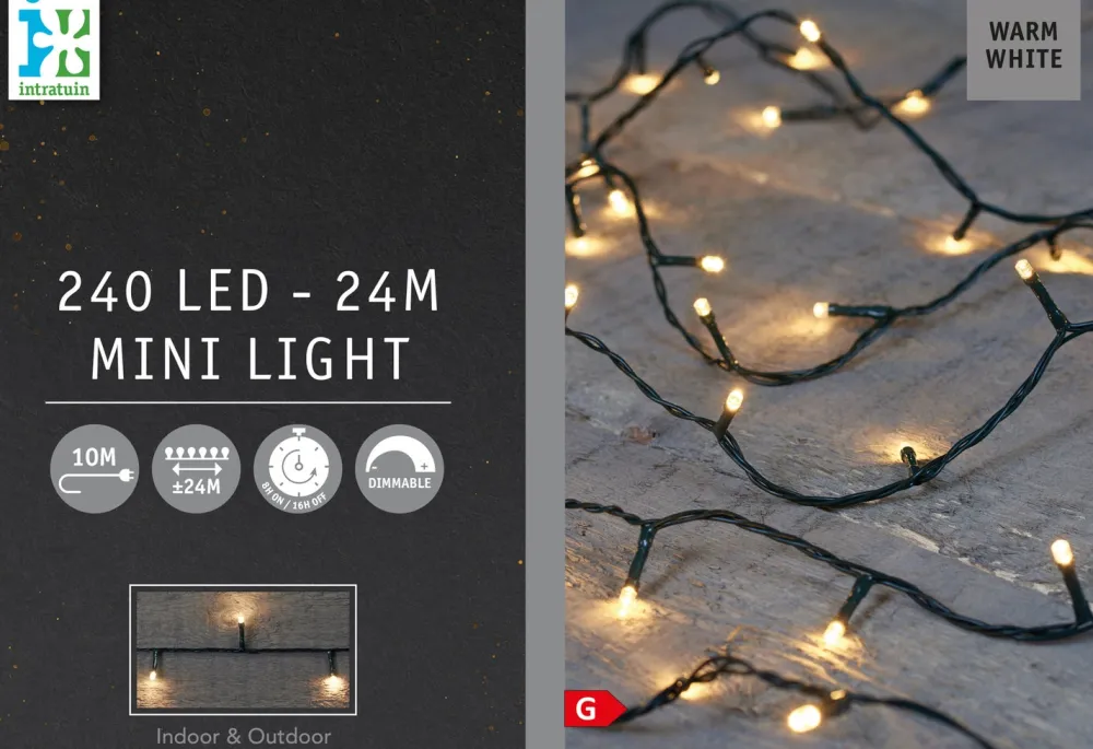 Outlet Lichterkette 24 m mit 240 LEDs warmweiß Weihnachtsbaumbeleuchtung