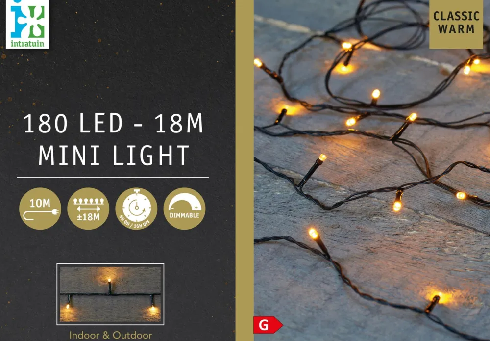 New Lichterkette außen 18 m mit 180 LEDs klassisch warm Weihnachtsbaumbeleuchtung