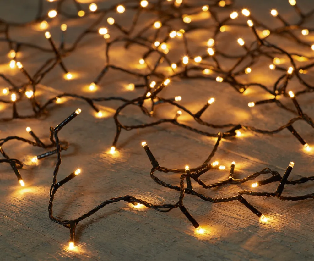 New Lichterkette schwarz 18 m mit 360 Reiskorn-LEDs klassisch warm Weihnachtsbaumbeleuchtung