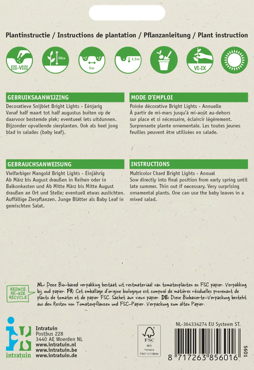 New Mangold (Beta vulgares 'Bright Lights') Samen Gemüsesamen|Saatgut