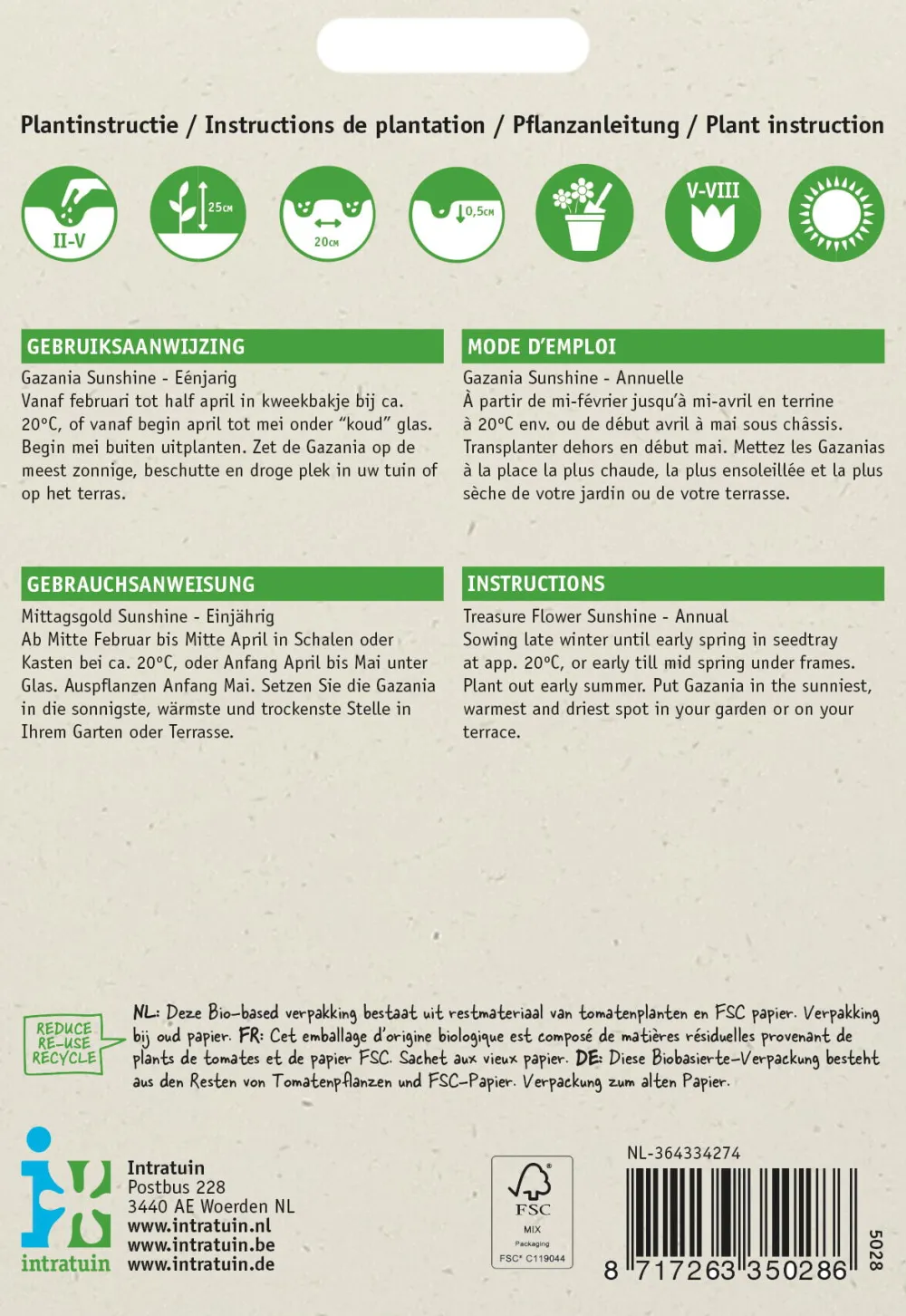 Best Mittagsgold (Gazania splendens hybrida 'Sunshine') Blumensamen Saatgut|Blühende Pflanzen