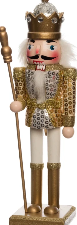 New Nussknacker gold / silber 9 x 7,5 x 30 cm Weihnachtsfiguren & -Objekte