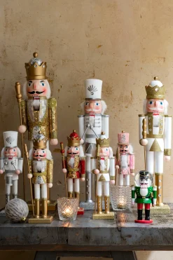 New Nussknacker gold / silber 9 x 7,5 x 30 cm Weihnachtsfiguren & -Objekte