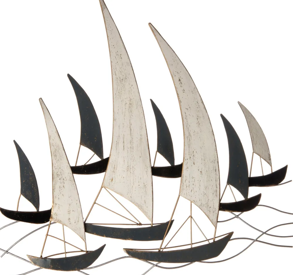 Outdoor-Wanddeko Segelboot weiß / schwarz 71 x 66 x 3 cm Outdoor-Wanddeko