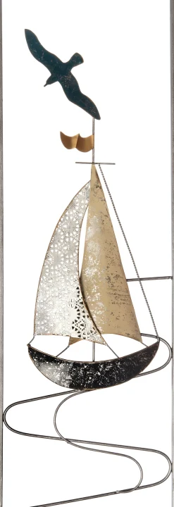 Hot Outdoor-Wanddeko Segelboot weiß / schwarz 30,5 x 91 x 2,5 cm Outdoor-Wanddeko