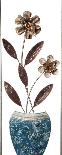 Best Outdoor-Wanddeko Blume braun / blau 20 x 51 x 2,5 cm Outdoor-Wanddeko