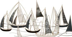 Discount Outdoor-Wanddeko Segelboot weiß / schwarz 134 x 67 x 5,5 cm Outdoor-Wanddeko