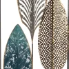 Outdoor-Wanddeko Blatt gold / blau / schwarz 20 x 51 x 2,5 cm Outdoor-Wanddeko
