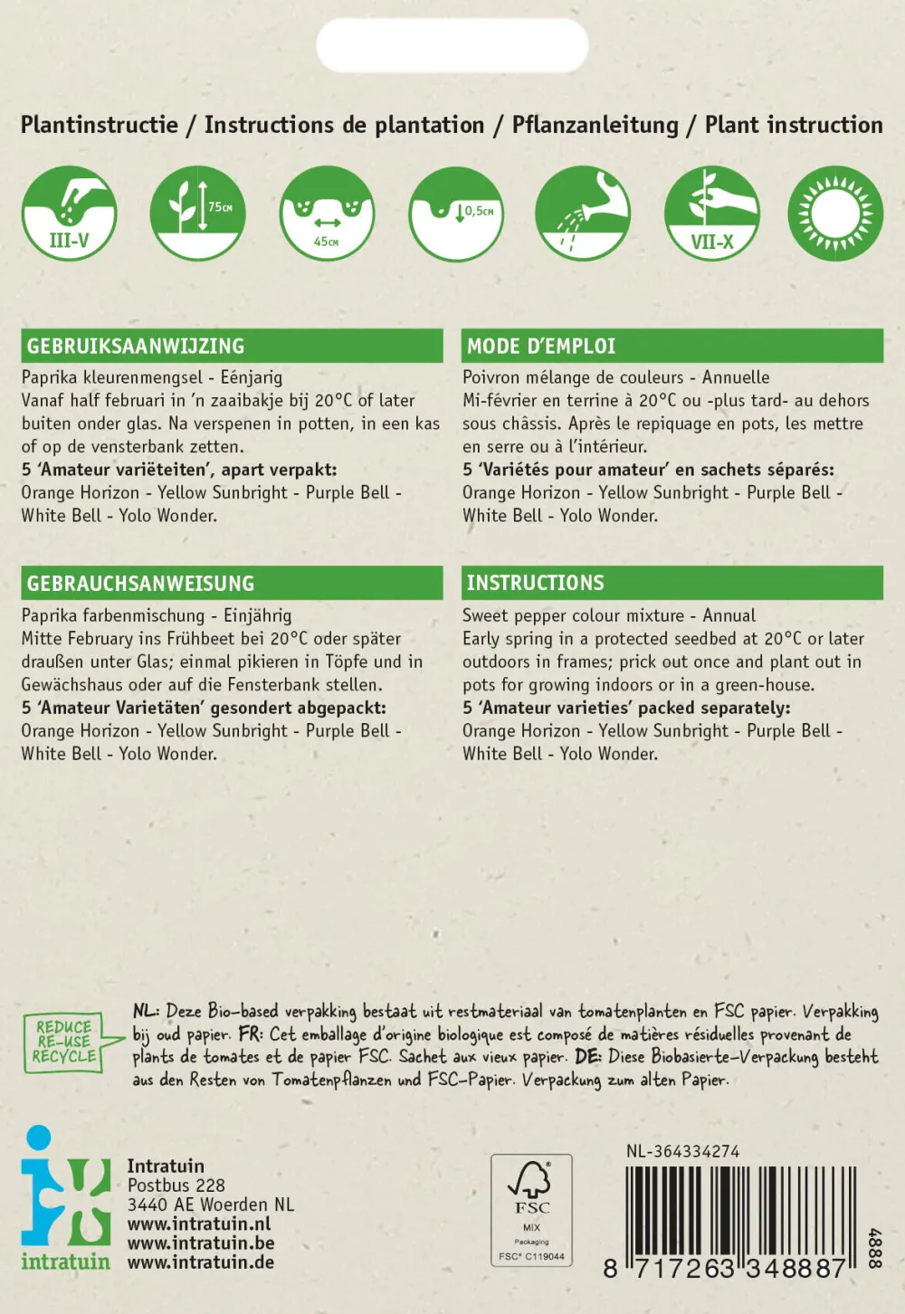 Online Paprika 5-Farben-Mischung (Capsicum annuum) Samen Gemüsesamen|Saatgut