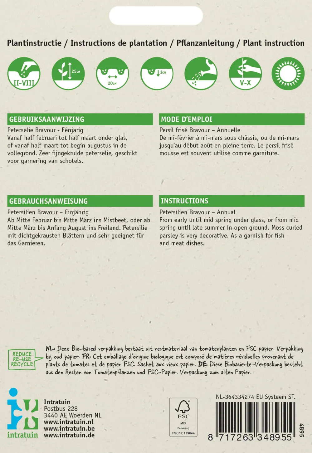 Sale Petersilie (Petroselinum crispum 'Bravour') Samen Kräutersamen|Saatgut