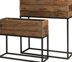 Outlet Pflanzkübel auf Ständer schwarz / Holz 55 x 21 x 60,5 cm Pflanzkübel|Blumentöpfe & Pflanzgefäße