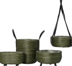 New Pflanzkorb mit Füßen Dewi grün D 29 H 15 cm Pflanzkörbe|Blumentöpfe & Pflanzgefäße