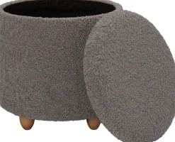 Outlet Pouf Onne met Stauraum hellgrau D 40 H 40 cm Poufs