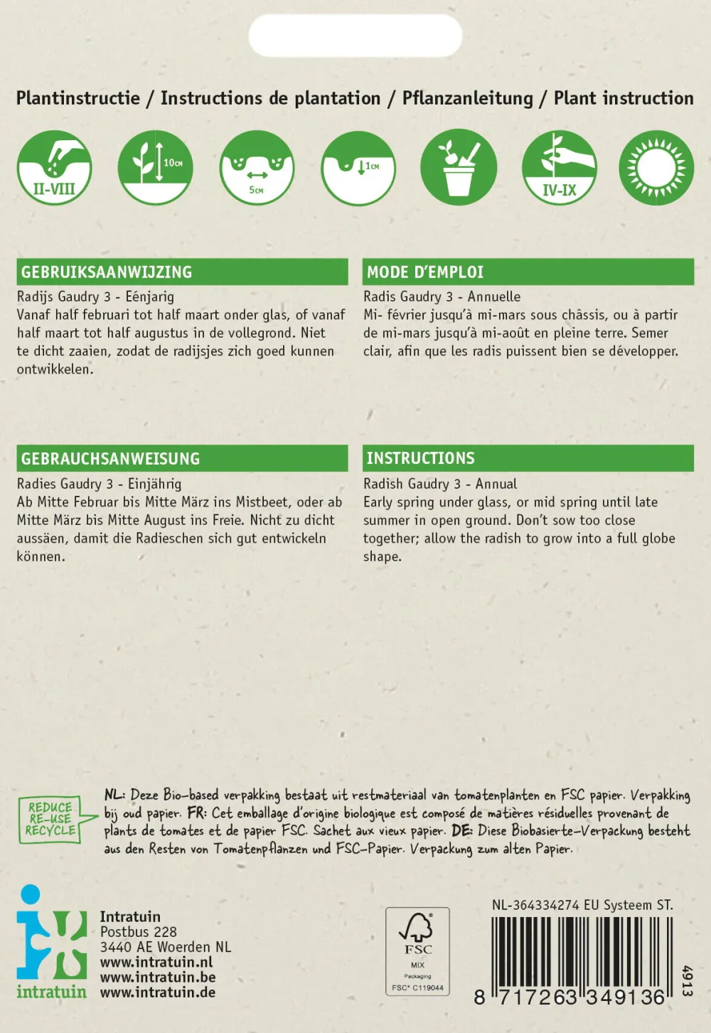 Sale Radieschen (Raphanus sativus 'Gaudry') Samen Gemüsesamen|Saatgut