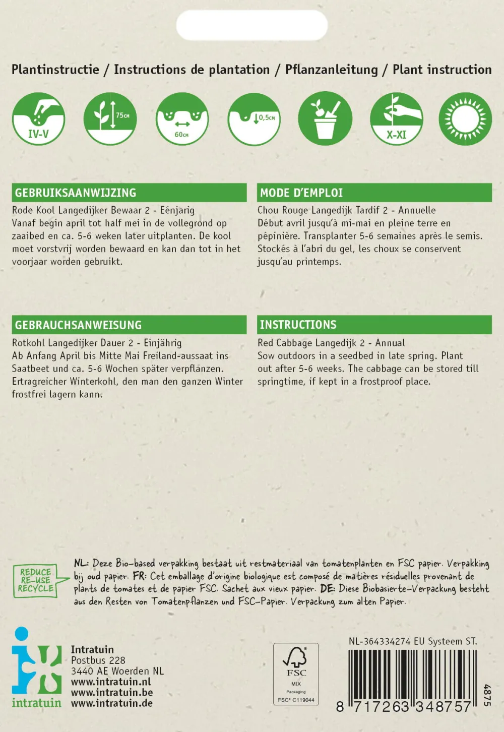 Rotkohl (Brassica oleracea 'Langedijker Dauer') Samen Gemüsesamen|Saatgut