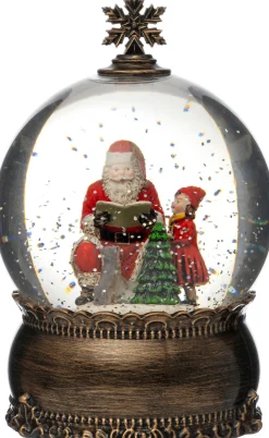 Clearance Schneekugel Weihnachtsmann bronze mit Beleuchtung D 12 H 18,6 cm Weihnachtsfiguren & -Objekte