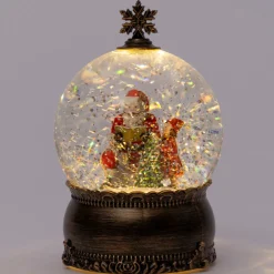 Clearance Schneekugel Weihnachtsmann bronze mit Beleuchtung D 12 H 18,6 cm Weihnachtsfiguren & -Objekte