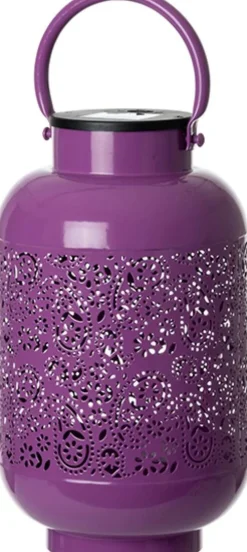 Solar Laterne London lila D 16 H 27,5 cm Solar Gartenleuchten|Tischleuchten