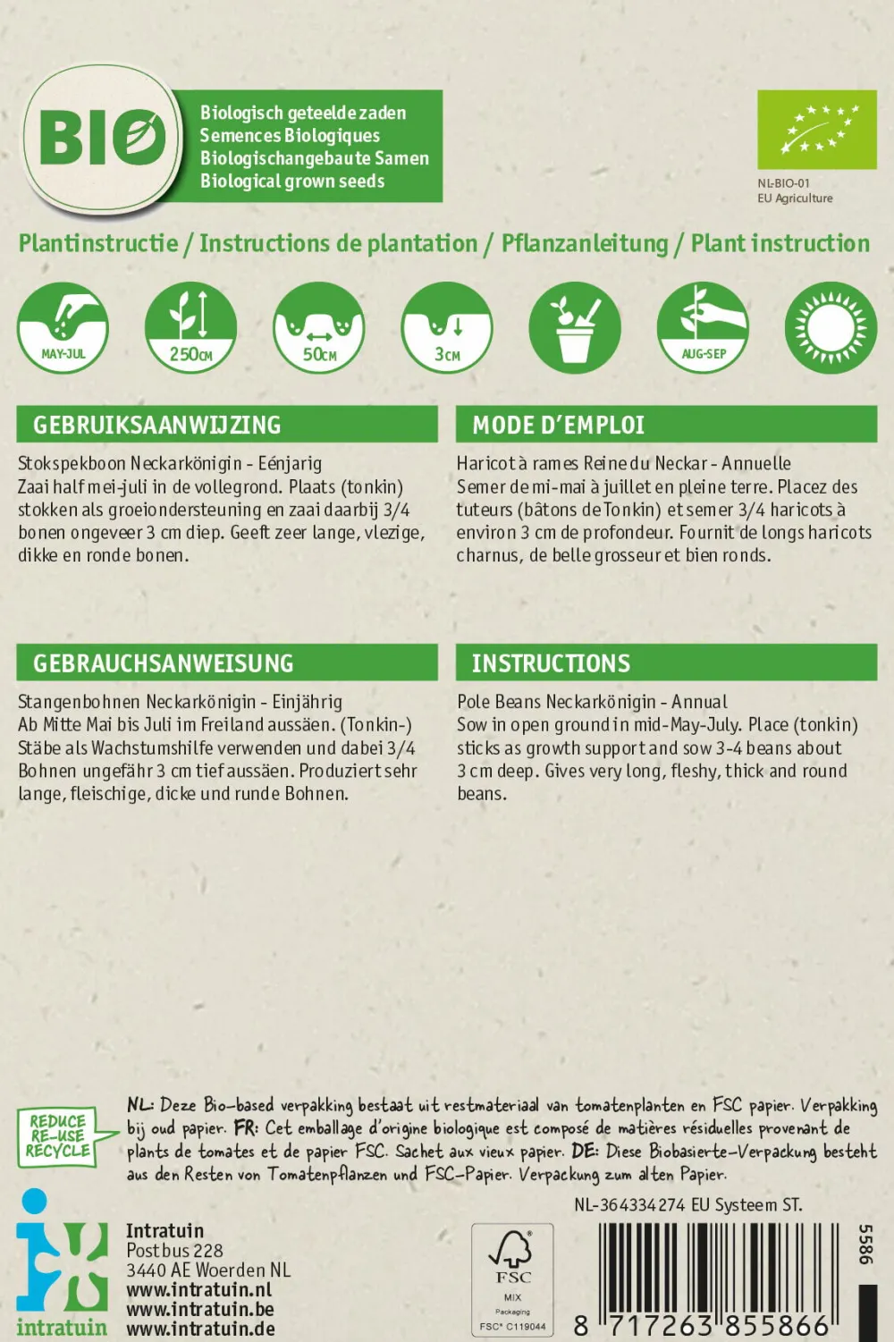 Sale Stangenbohne (Phaseolus vulgaris 'Neckarkönigin') (BIO) Samen Gemüsesamen|Saatgut