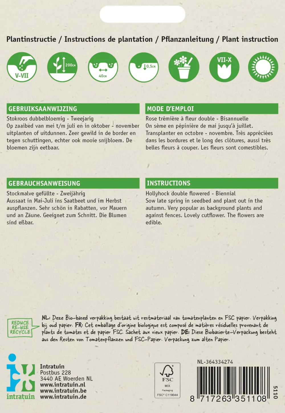 Sale Stockmalve (Alcea rosea 'Chater's') Blumensamen Saatgut|Blühende Pflanzen