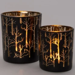 Teelichthalter Bäume Henna schwarz D 7 H 8 cm Teelichthalter