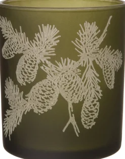 Discount Teelichthalter Mat Tannenzweig grün D 7 H 8 cm Teelichthalter