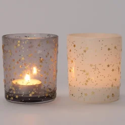 Discount Teelichthalter mit Sterne D 7 H 8 cm silber Teelichthalter