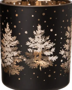 Clearance Teelichthalter Bäume Schnee Poppy schwarz D 7 H 8 cm Teelichthalter