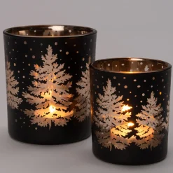 Clearance Teelichthalter Bäume Schnee Poppy schwarz D 7 H 8 cm Teelichthalter