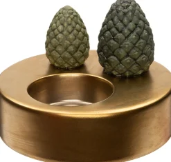 Teelichthalter Tannenzapfen gold D 12 H 9,5 cm Teelichthalter