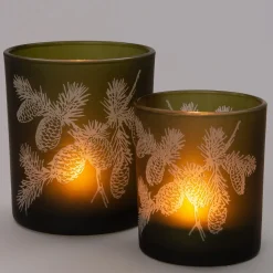 Best Teelichthalter Mat Tannenzweig grün D 8,8 H 10 cm Teelichthalter