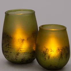 Sale Teelichthalter Pom grün D 9 H 16 cm Teelichthalter