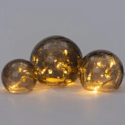 Best Tischleuchte Kugel grau D 8 / 10 / 12 cm 3 St. Weihnachtsleuchten