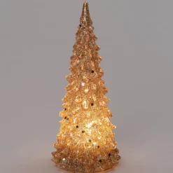 New Tischleuchte Weihnachtsbaum gold mit 1 LED warmweiß 7,5 x 7,5 x 17 cm Weihnachtsfiguren & -Objekte