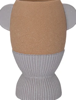 Online Vase mit Fuß Jill grau / braun 23 x 16,5 x 28,5 cm Vasen & Krüge|Blumentöpfe & Pflanzgefäße
