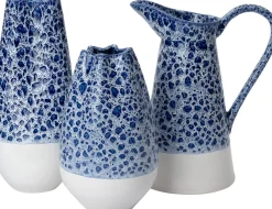 Clearance Vase Tuva blau / weiß D 13,5 H 34 cm Vasen & Krüge|Blumentöpfe & Pflanzgefäße