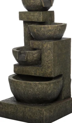 Wasserspiel 4 Schalen mit LED-Beleuchtung 40 x 40 x 82 cm Gartenbrunnen & Wasserspiele