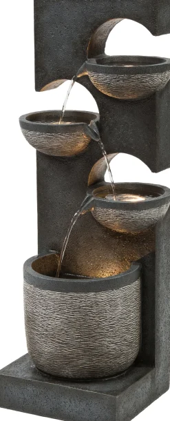 New Wasserspiel Zierbrunnen anthrazit 41,5 x 33 x 104 cm Gartenbrunnen & Wasserspiele