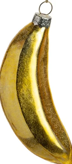 Outlet Weihnachtsanhänger Banane gold 4 x 4 x 9,5 cm Weihnachtskugeln & -Anhänger