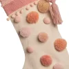Clearance Weihnachtsbaumschmuck Weihnachtsstrumpf mit Pompoms rosa 62 x 28 x 4 cm Weihnachtsdeko Zum Aufhängen