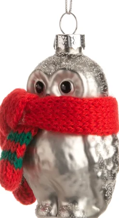 Outlet Weihnachtsbaumschmuck Eule weiß / rot 4,5 x 4 x 8 cm Weihnachtskugeln & -Anhänger