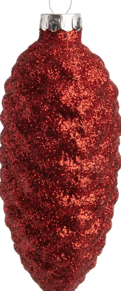 Weihnachtsbaumschmuck Tannenzapfen Glitzer rot D 4 H 11 cm Weihnachtskugeln & -Anhänger