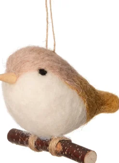 New Weihnachtsbaumschmuck Vogel auf Zweig rosa gelb 7 x 9 x 7 cm Weihnachtskugeln & -Anhänger