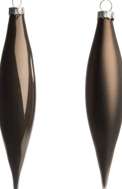 Hot Weihnachtsbaumschmuck Glas-Eiszapfen warm-grau 3,1 x 3,1 x 14,8 cm 6 St. Weihnachtskugeln & -Anhänger