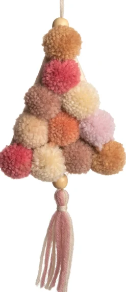 Discount Weihnachtsbaumschmuck Weihnachtsbaum mit Pompom hellrosa 11 x 2,5 x 22 cm Weihnachtsdeko Zum Aufhängen